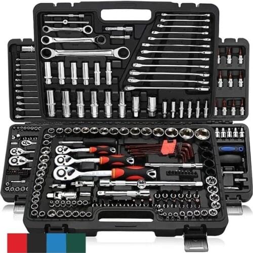 46pcs Socket Ratchet Car Repair Tool Wrench Set Head Ratchet Pawl Socket Spanner Screwdriver Professional Metalworking Tool Kit