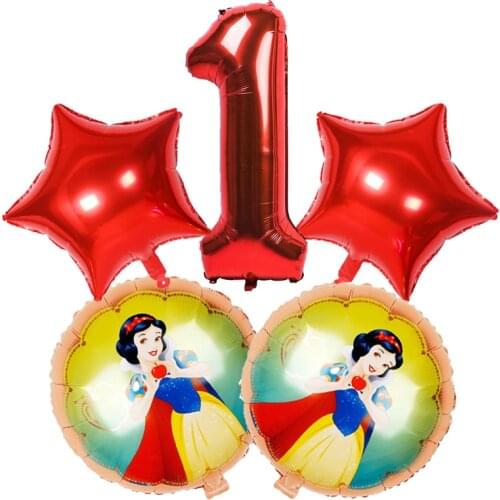 5pcs/set Belle Snow White Princess Balloons Birthday Party Decorations Baby Shower Aluminum Foil Number Balloons kid toys Globos