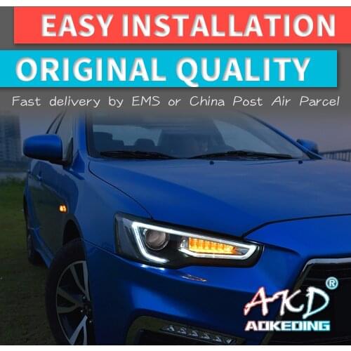 AKD tuning cars Headlight For Mitsubishi Lancer EX 2008-2016 Headlights LED DRL Running lights Bi-Xenon Beam Fog angel eyes