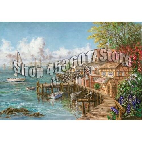 5D DIY Diamond Painting SMariners Haven Ocean landscape Christmas Gift Full Diamond Embroidery Cross Stitch Mosaic Home Decor