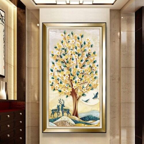 Diamond Embroidery Mosaic Painting Cross Stitch Full Round Drill Rich Tree Elk Deer DIY 5D Sale Decoration Gift