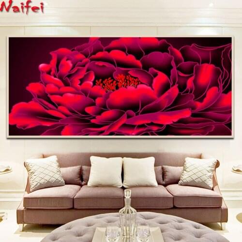 Big Size New “ Red Peony Blossoms Fortune” Diamond Painting Square/Round living room painting Diamond Embroidery Mosaic Crafts