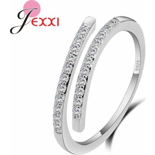 Authentic Pure 925 Sterling Silver Minimalism Cubic Zirconia Male Female Adjustable Gift Rings Support Wholesale Retail