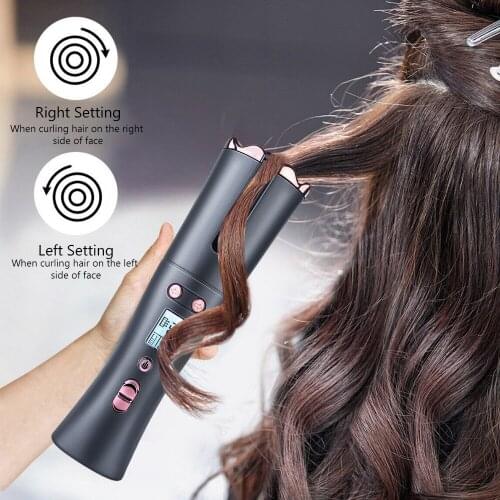 Automatic Hair Curler Cordless Curling Iron with 6 Tempe & Timer Settings Auto Shut-Off Portable Curling Wand for Hair Styling T