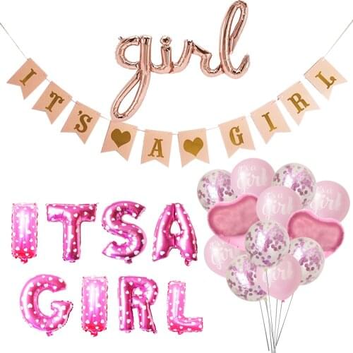 Chicinlife Its a Girl Balloons Banner Girl Birthday Party Decoration 1st Birthday Baby Shower Christening Baptism Decor oh baby
