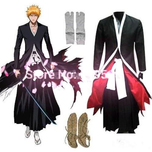 Free Shipping ! Anime Bleach Cosplay Bleach Kurosaki ichigo Cosplay Costume