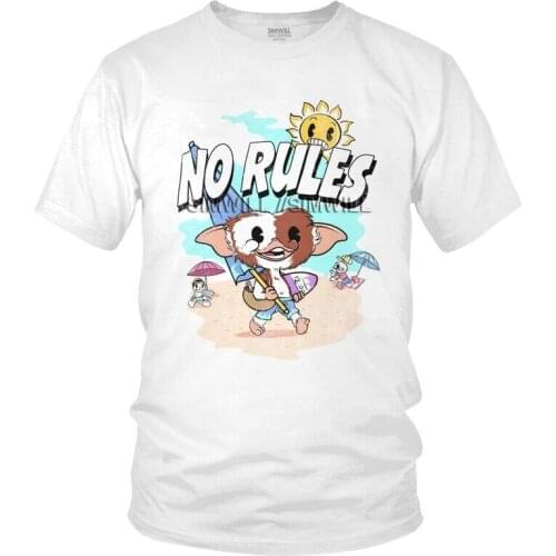No Rules Gremlins T Shirt Men Short Sleeve 100% Cotton T-shirts Sci Fi Movie Monster Gizmo Mogwai Tee Novelty Tshirts Gift