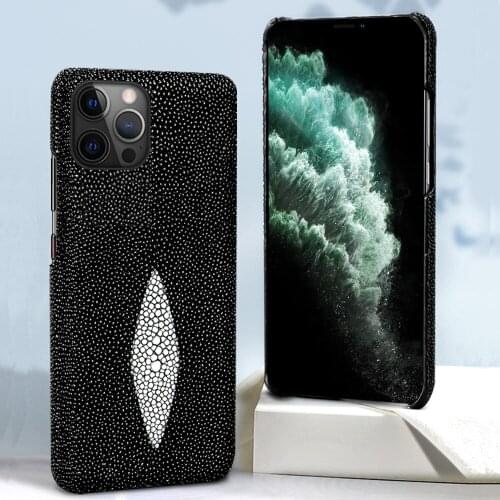 Langsidi Brand For iphone 12 pro case Genuine Leather Stingray phone case fundas for iphone 12 mini 12pro max XS max 8 7 plus X