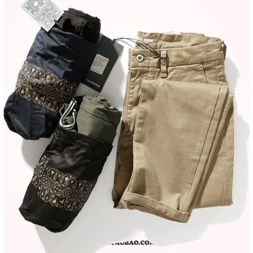 2020 Autumn New Casual Pants Mens Slim Classic Elastic Washed Old Khaki Business Casual Straight Pants