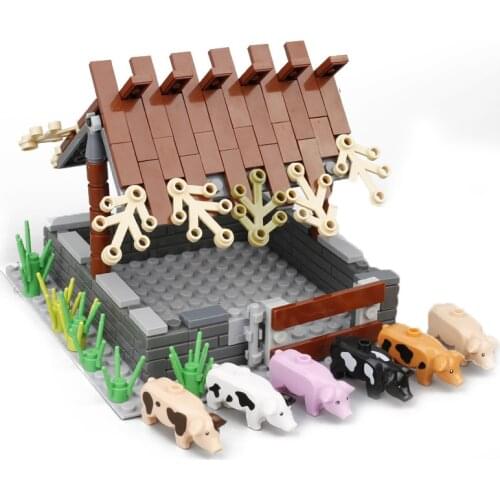 Creator City Figures Pigpen Learning Figures Kids Farm Toys For Children MOC Animals Parts Countryside Pigs City Building Blocks