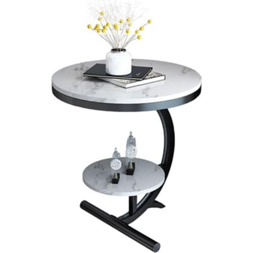 Italian light luxury marble living room balcony double deck coffee table modern simple bedside sofa single side mini metal small