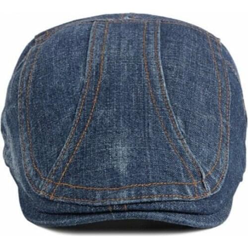 Washed Denim Beret Hat Vintage Jean Flat Cap British Western Style Advance Flat Ivy Cap Retro Boina Snapback Baseball Cap Bone
