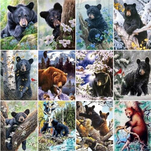 Evershine Diamond Embroidery Animal Full Square Diamond Painting Bear Rhinestone Pictures Cross Stitch Mosaic Home Decoration