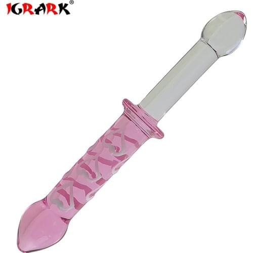 IGRARK New Crystal Clear Spiral Pyrex Glass Dildo, 9.5'' Transparent Glass Penis Artificial with Shaft, Adult Sex Toys for Woman