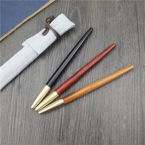 China Traditional Handmade Wooden Roller Pen Natural Color copper Signature Pen For Business as Luxury Gift 3 colors for option