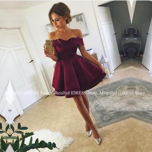 Sexy Off Shoulder Short Mini Graduation Dresses 2019 Backless Royal Blue Red Homecoming Vestido de formatura Cheap Prom Gowns