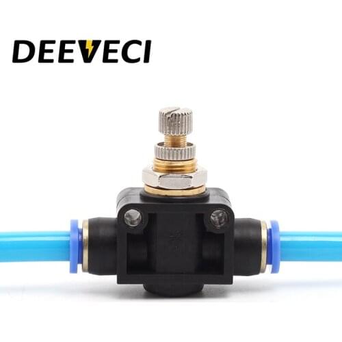 LSA Series Union Straight Push To Connect Air Flow Control Valve Speed Controller Fitting Pneumatic Throttle Valve