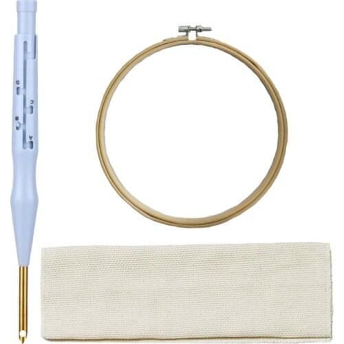 Needlework Fabric Sewing with Hoop Punch Needle Embroidery Set DIY Embroidery Tool Punch Needle Embroidery Accessory