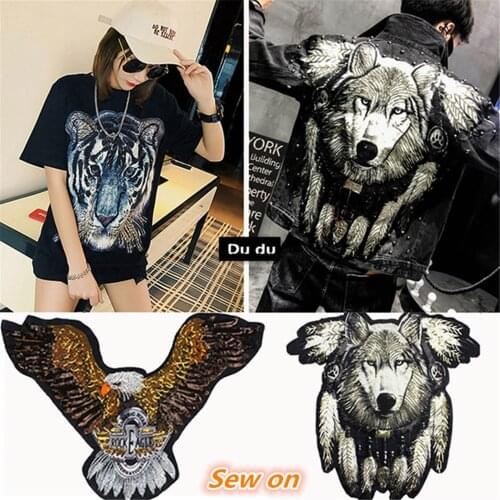 Sew on Clothes Large Size Embroidery Sequins Patches Animal Pattern T-shirt Down Jacket Beautify Patches DIY