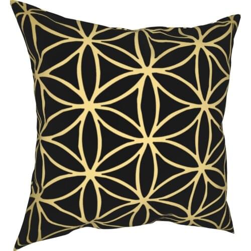 Flower of Life Mandala Gold Pillows Cases Mandala Holy Religious Geometry Pillows Coverage Decorative cushion cover for car