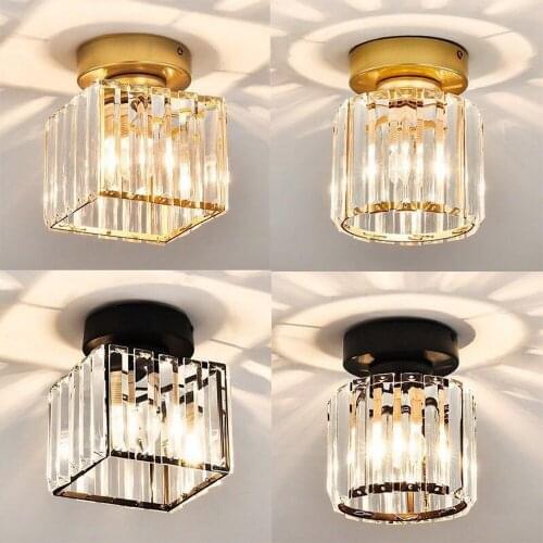 New Modern Crystal Ceiling Lighting Fixture Round Square Surface Mounted Crystal Ceiling Lamp For Corridor Bedroom Entrance Hall