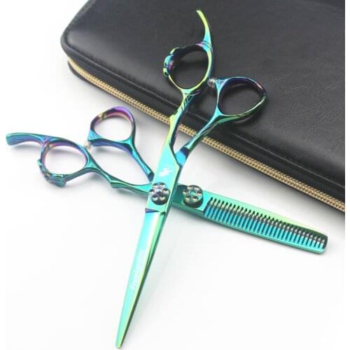 New green 440c barber hair cut scissors 6 inch professional hair hairdressing thinning scissors salon cutting shears quality