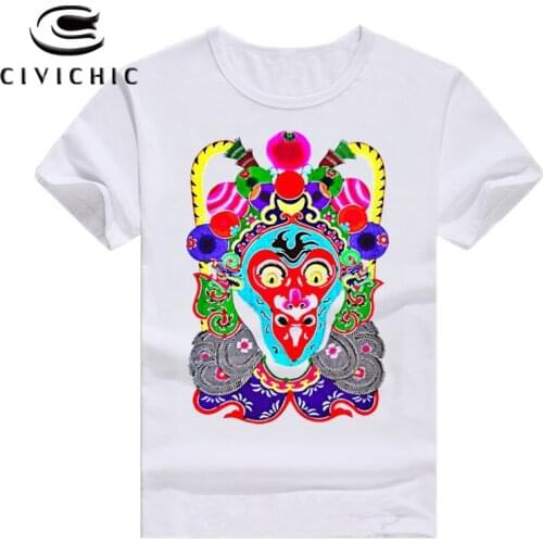 CIVICHIC Personalized Retro Drama Loose T Shirt Women Chinese Ethnic Style Tees Man Oriental Peking Opera Print Tops Wear WST140