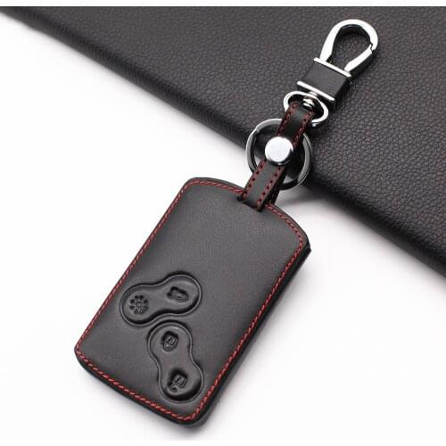 2020 Popular Leather car keychain car key cover case holder for Renault Clio Scenic Megane Duster Sandero 4 button