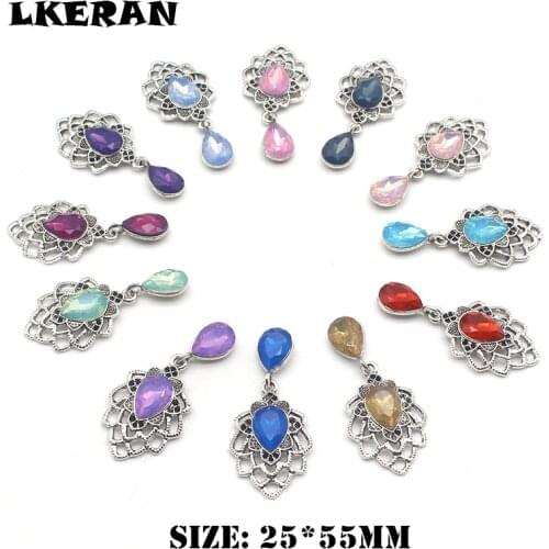 NEW 5pcs 25*55MM Pendant Resin Metal Snap Buttons For Crafts Sewing Scrapbooking Accessories Wedding Decorative Embellishments