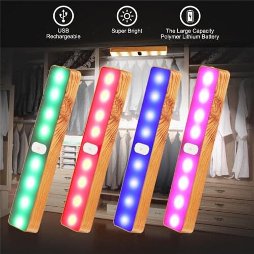 LED Lighting Colorful Wood-print Touch Magnetic Small Night Lamp Lights Wall Lights Lighting Under Cabinet Lights Usb Charging