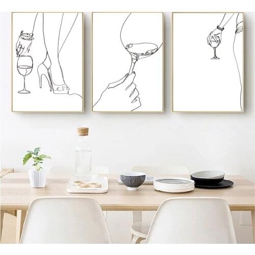Wine Poster Wowen Art Abstract Canvas Painting Living Room Bedroom Cafe Internet Nordic Style Wall Art Pictures
