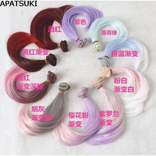 15cm Gradient Color DIY Wavy Wig Hair For Blythe Dolls Hairs For 1/3 1/4 1/6 BJD Doll DIY High-temperature Wire Curly Wigs