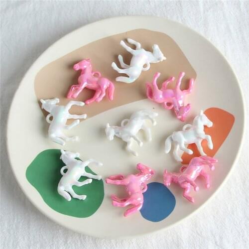 YEYULIN 10pcs/lot Pink White Acrylic Horse Charms Pendant For Women Girls DIY Handmade Necklace Jewelry Making Accessories