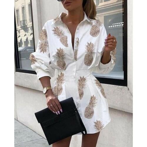 2 Colors Women Letter Printed Shirt Dress Turn Down Collar Long Sleeve High Waist Dress Autumn Elegant Button Design Vestido