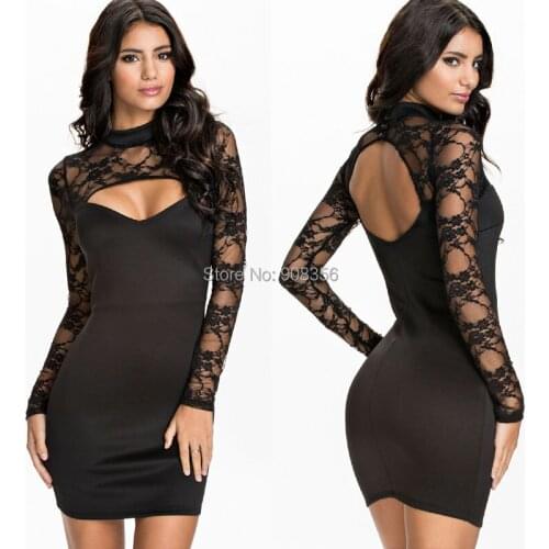 Long Sleeve Winter Dress 2017 Vestidos Femininos Women Casual Lace Dress Sexy Club Party Dress Autumn Bodycon Bandage Dress 0992
