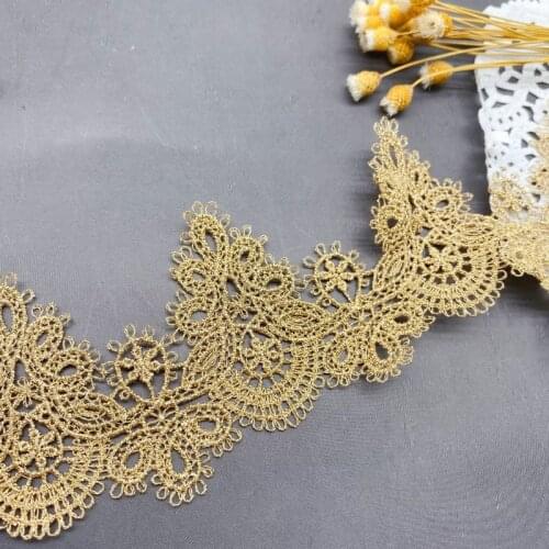 1Yard High Quality Lace Fabric Embroidery Gold Lace Fabric 5.8cm Ribbon Sewing Trimmings Ribbon Lace Collar encaje dentelle LP32