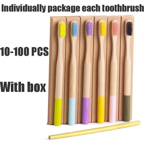 10-100PCS Natural Bamboo Toothbrush Portable Hard Bristle Tooth Brush Eco Friendly Vegan Products 100% Biodegradable Oral Care
