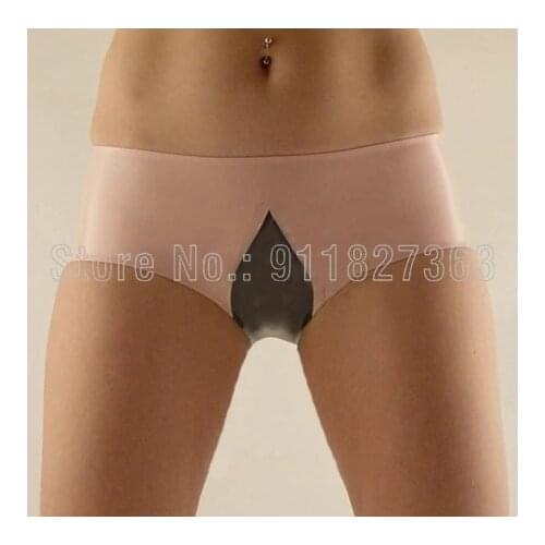 100% Handmade Latex Underwear Latex Lingerie Briefs Knickers Sexy Pant Short For Women Girl Cute Pink with Black