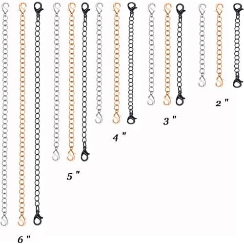 2/3/4/5/6inch 1Pcs Stainless Steel Extender Chains With Lobster Clasps Necklace Extension Chain For Diy Jewelry Accessories