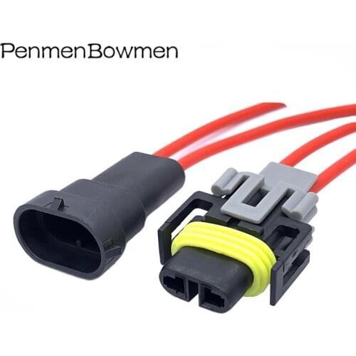 2 Pin Way Delphi Automotive Sealed Waterproof Connector Wire Harness Fog Lamp Light Socket H11 H8 H9 Xenon Plug 12124819