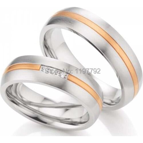 2014 custom tailor classic western two tone titanium surgical steel wedding engagement ring sets for him and her