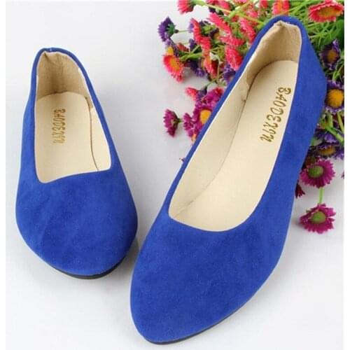 2020 Fashion Women Shoes Woman Flats High Quality Suede Slip-On Shoes Pointed Toe Rubber Women Flat Shoes Ballet Plus Size