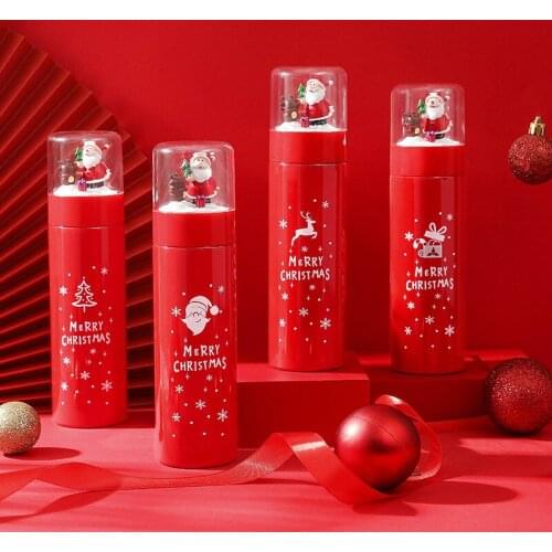 2021 New Year Christmas Gift Stainless Steel Thermos Cute Elk Cartoon Water Cup Festive Creative Gift Thermos Cup