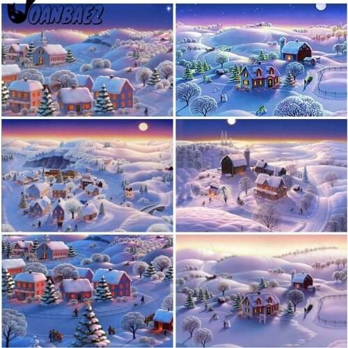 Snow Landscape Diamond Painting Town Mosaic Kit Winter 5D Diy Cross Stitch Embroidery Hand Inlaid Wall Decoration Gift Design