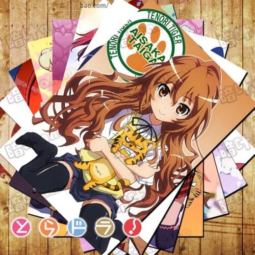 10 PCS/LOT Anime Toradora Poster Model Sticker Postcard Toy Taiga Ryuuji Minori Ami Yuusaku TIGER×DRAGON! Wall Picture Gift Card