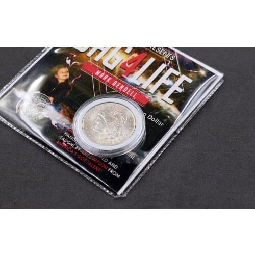 Bag4Life (1 Morgan Dollar and DVD) ) Satge Close Up Magia Fun Coin Penetration Bag Magie Illusion Magic Tricks Gimmick Props