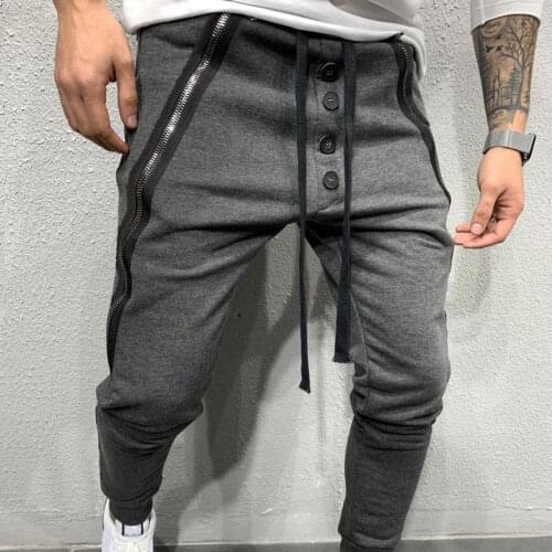 New Casual Pants Men Solid Mid Waist Streetwear Trousers Men Zipper Pockets Full Length Mens Joggers Pants 3XL Pantalones Hombre