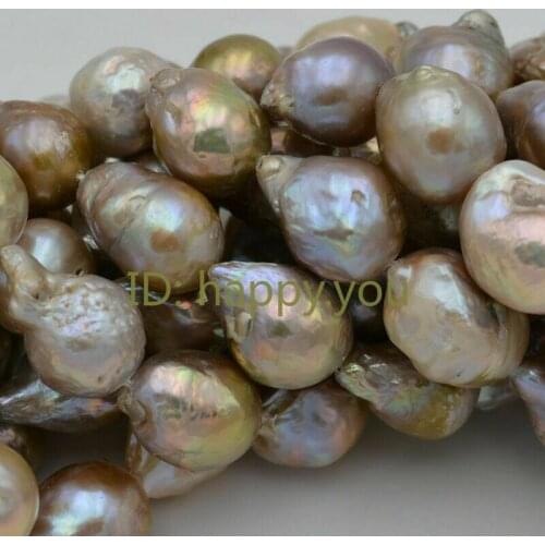 Natural 14x18mm Multicolor Baroque Edison Reborn Keshi Pearl loose beads 15”AAA
