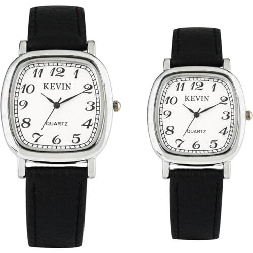 New Fashion 2019 KEVIN Lovers' Watches Arabic Numerals Display Quartz Men Women Leather Wrist Watch Casual Couple Clock Hot Gift