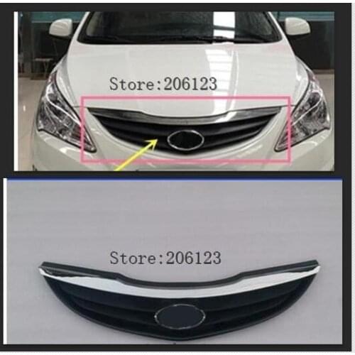 Black Front Grille Around Trim Racing Grills Trim For Hyundai Solaris 2009-2013 with logo